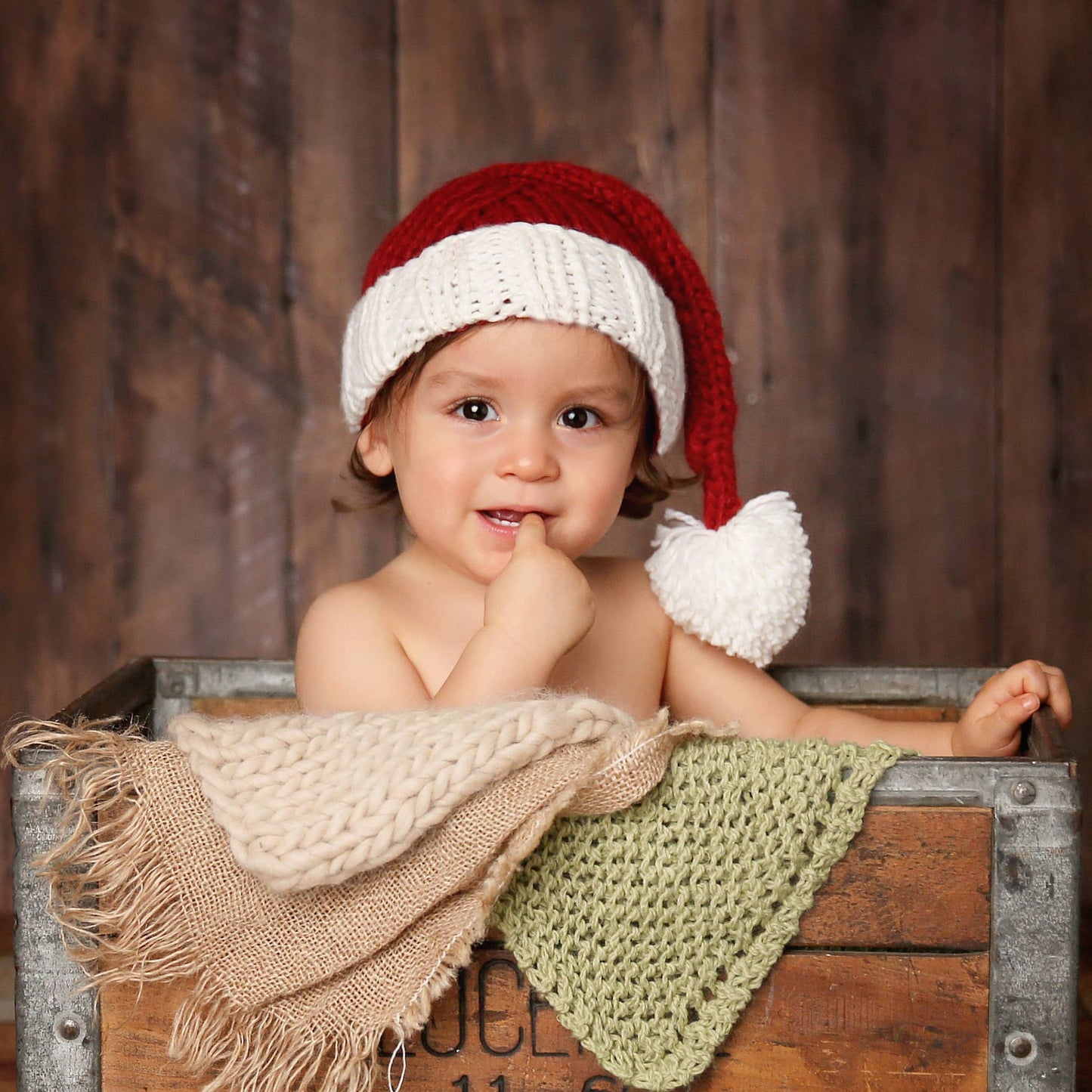 Nicholas Santa Hat | Hand Knit Kids & Baby Christmas Holiday: M; 2-5y