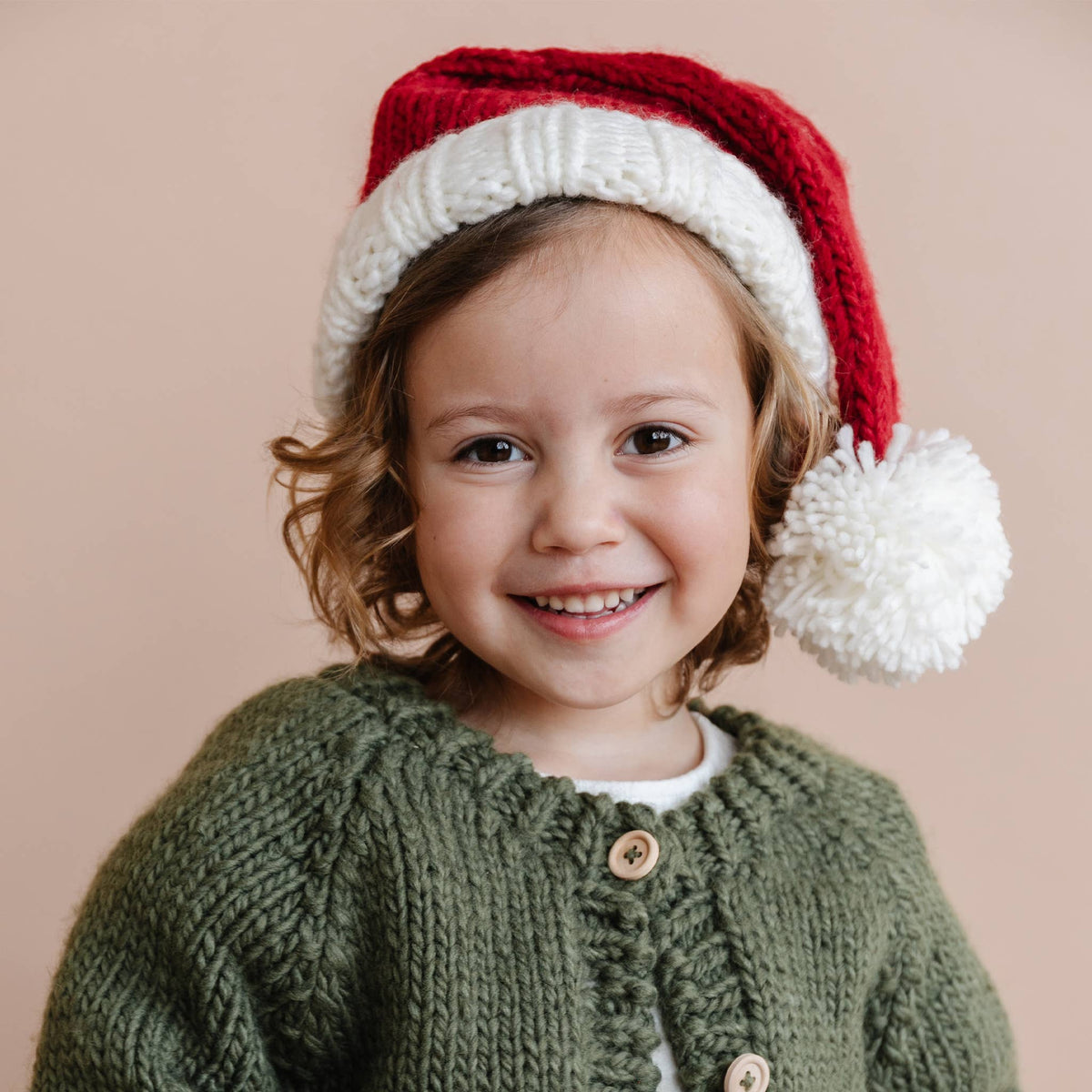 Nicholas Santa Hat | Hand Knit Kids & Baby Christmas Holiday: M; 2-5y