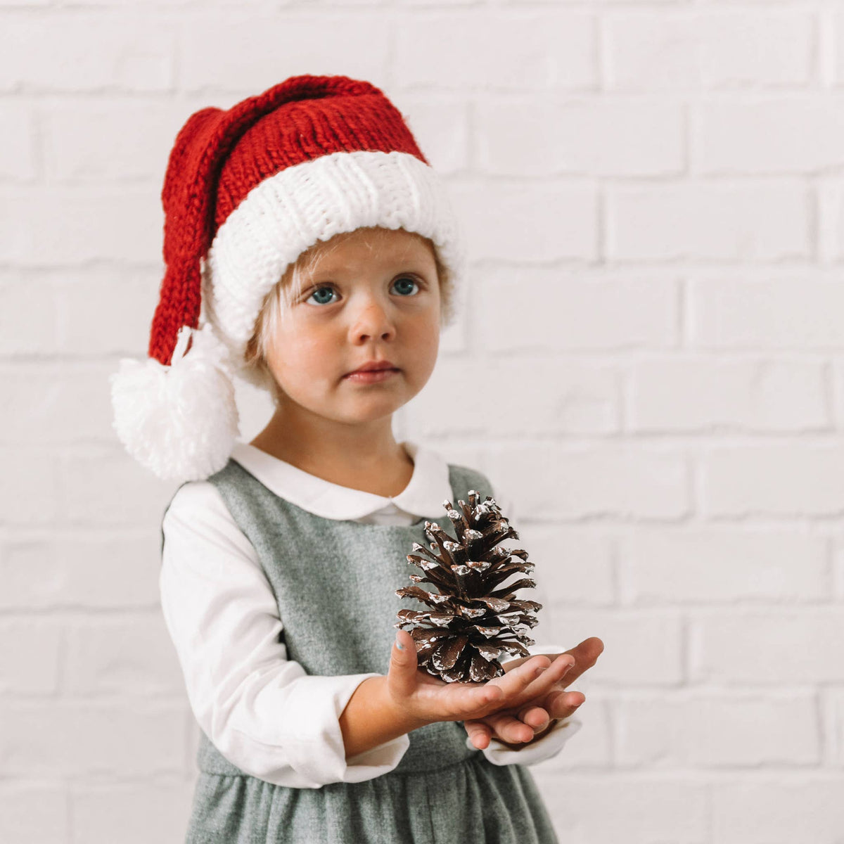 Nicholas Santa Hat | Hand Knit Kids & Baby Christmas Holiday: M; 2-5y