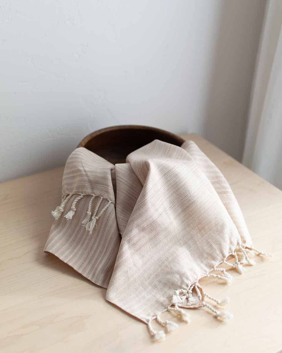 Oversized Woven Hand Towel, Naturally Dyed with Coconut Husk