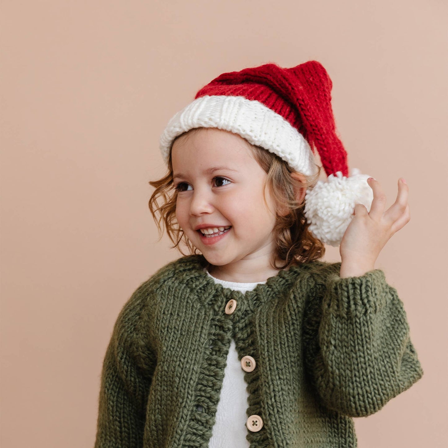 Nicholas Santa Hat | Hand Knit Kids & Baby Christmas Holiday: M; 2-5y