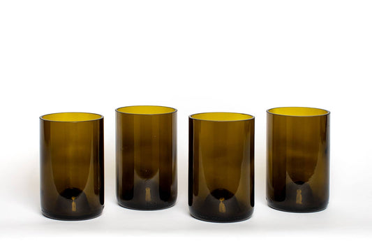 Glassed Over Collection Drinking Glasses- OLIVE Tall