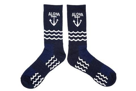Navy Aloha Sock
